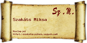 Szakáts Miksa névjegykártya